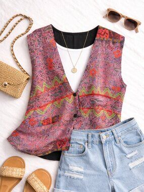 Handwoven Guatemalan Vest Mercanized Cotton Artisan Statement Piece Boho Luxe